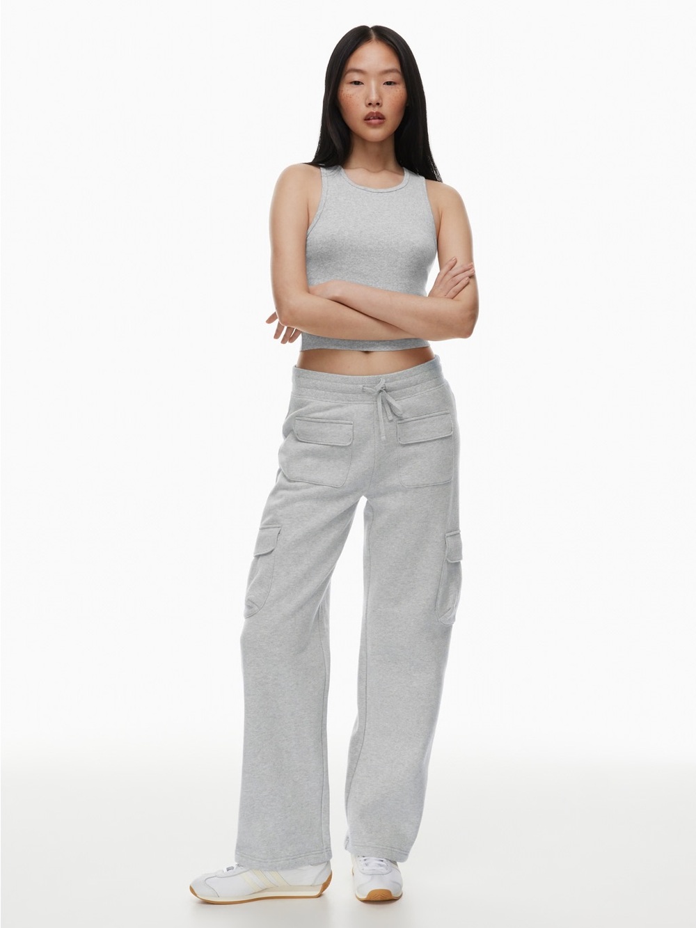Aritzia Light Gray Cargo Sweatpants - Relaxed Wide-Leg Mega Fit